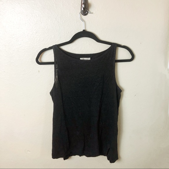 Madewell Modern Linen Tank In Black - Picture 6 of 11